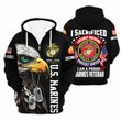 Premium Custom USMC Zip Up Hoodie VPVC609633, Gifts For Marine Veteran, Gifts For Veterans Day.