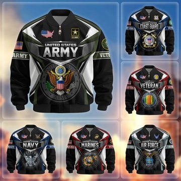 Premium US Veteran Bomber Jacket CPHN221011, Waterproof Windbreaker Coat, US Veteran Gift, Veterans Day Gift.