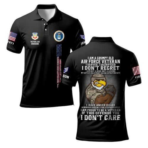 Premium I Am A Grumpy A Veteran Custom USAF Polo Shirt VPVC219434, Gifts For Air Force Veteran, Gifts For Veterans Day.