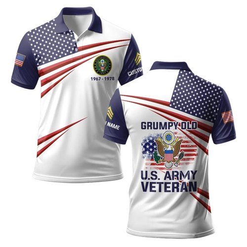 Premium Grumpy Old Veteran Custom US Army Polo Shirt VPVC219436, Gifts For Army Veteran, Gifts For Veterans Day.