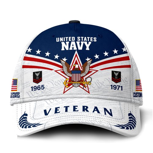 Premium Custom US Navy Veteran Hat VPVC021452, Cap For Navy Veterans, Gifts For Veterans Day, Father's Day.