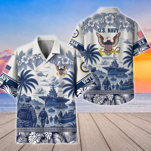 Premium US Veterans Hawaiian Shirt BTTN130821, Gifts For US Veterans, Gifts For Father's Day, Veterans Day.