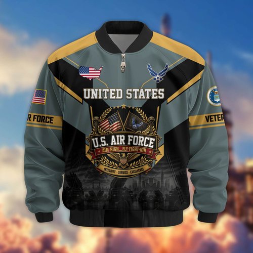 Premium US Veteran Bomber Jacket BTTN230922, Waterproof Windbreaker Coat, US Veteran Gift, Veterans Day Gift.