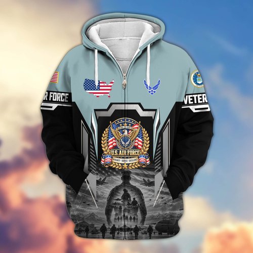 Premium US Veteran Zip Up Hoodie BTTN230921, Gifts For US Veterans, Gifts For Veterans Day.