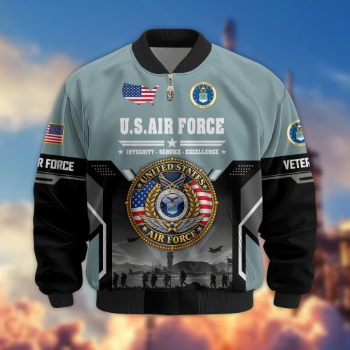 Premium US Veteran Bomber Jacket BTTN280921, Waterproof Windbreaker Coat, US Veteran Gift, Veterans Day Gift.
