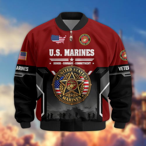 Premium US Veteran Bomber Jacket BTTN280921, Waterproof Windbreaker Coat, US Veteran Gift, Veterans Day Gift.
