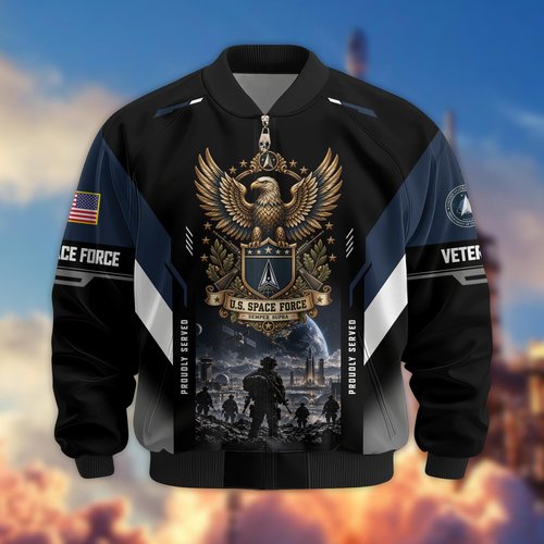 Premium US Veteran Bomber Jacket BTTN250921, Waterproof Windbreaker Coat, US Veteran Gift, Veterans Day Gift.