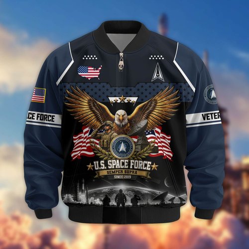 Premium US Veteran Bomber Jacket BTTN250923, Waterproof Windbreaker Coat, US Veteran Gift, Veterans Day Gift.