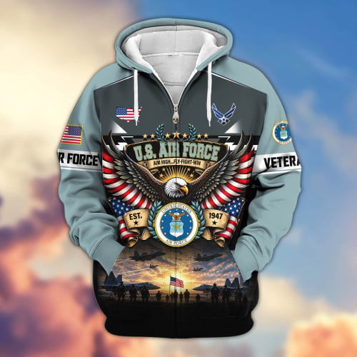 Premium US Veteran Zip Up Hoodie BTTN300921, Gifts For US Veterans, Gifts For Veterans Day.