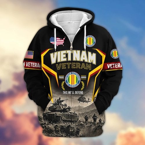 Premium US Veteran Zip Up Hoodie CPHN290911, Gifts For US Veterans, Gifts For Veterans Day.