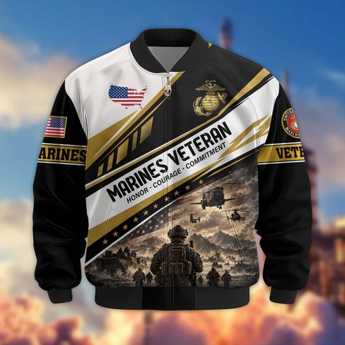 Premium US Veteran Bomber Jacket CPHN250911, Waterproof Windbreaker Coat, US Veteran Gift, Veterans Day Gift.