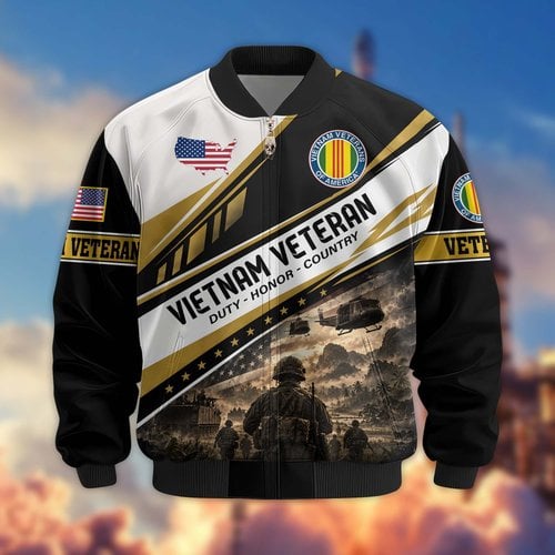 Premium US Veteran Bomber Jacket CPHN250911, Waterproof Windbreaker Coat, US Veteran Gift, Veterans Day Gift.