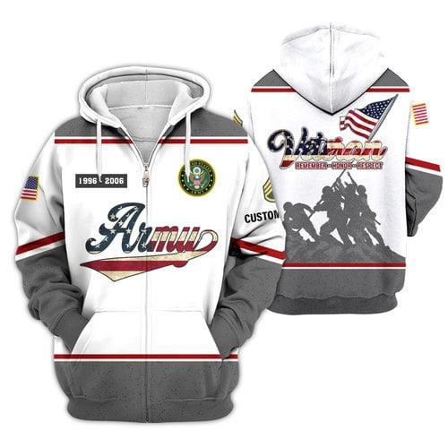 Premium Custom US Army Zip Up Hoodie VPVC609371, Gifts For Army Veteran, Gifts For Veterans Day.