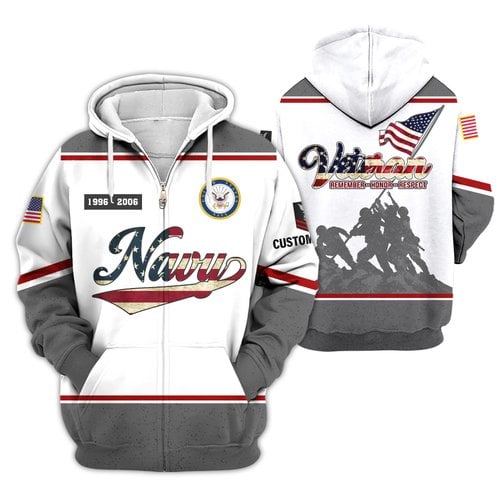 Premium Custom US Navy Zip Up Hoodie VPVC609372, Gifts For Navy Veteran, Gifts For Veterans Day.
