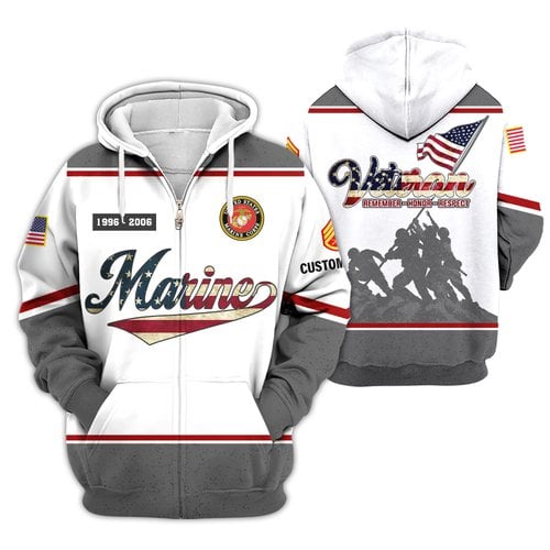 Premium Custom USMC Zip Up Hoodie VPVC609373, Gifts For Marine Veteran, Gifts For Veterans Day.