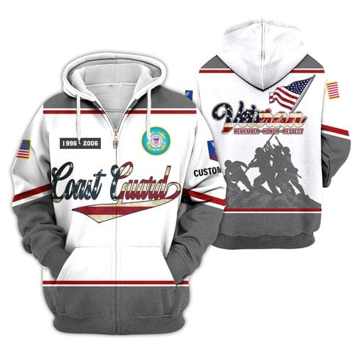 Premium Custom USCG Zip Up Hoodie VPVC609375, Gifts For Coast Guard Veteran, Gifts For Veterans Day.