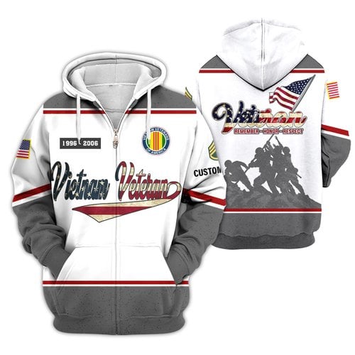 Premium Custom Vietnam Veteran Zip Up Hoodie VPVC609376, Gifts For Vietnam Veteran, Gifts For Veterans Day.