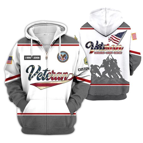 Premium Custom US Veteran Zip Up Hoodie VPVC609377, Gifts For US Veteran, Gifts For Veterans Day.