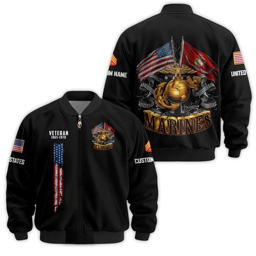 Premium Custom USMC Veteran Bomber Jacket VPVC811393, Waterproof Windbreaker Coat, Marine Veteran Gift, Veterans Day Gift