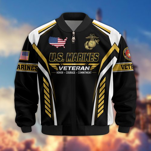 Premium US Veteran Bomber Jacket CPHN240911, Waterproof Windbreaker Coat, US Veteran Gift, Veterans Day Gift.