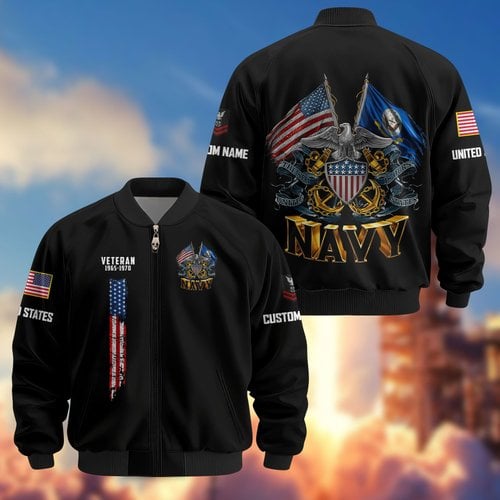 Premium Custom US Navy Veteran Bomber Jacket VPVC811392, Waterproof Windbreaker Coat, Navy Veteran Gift, Veterans Day Gift