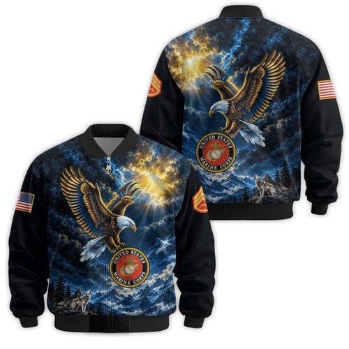 Premium Custom USMC Veteran Bomber Jacket VPVC811443, Waterproof Windbreaker Coat, Marine Veteran Gift, Veterans Day Gift.