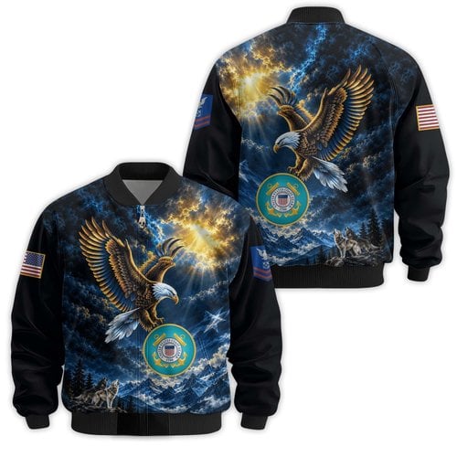 Premium Custom USCG Veteran Bomber Jacket VPVC811445, Waterproof Windbreaker Coat, Coast Guard Veteran Gift, Veterans Day Gift.