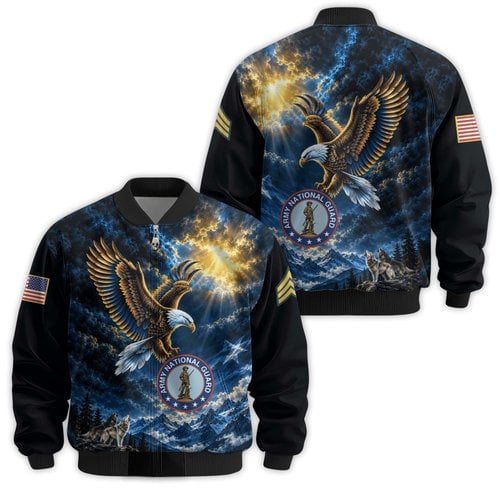 Premium Custom Army National Guard Veteran Bomber Jacket VPVC811448, Waterproof Windbreaker Coat, Army National Guard Veteran Gift, Veterans Day Gift.