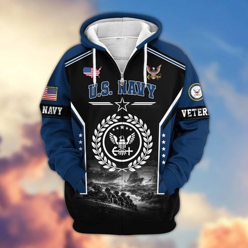 Premium US Veteran Zip Up Hoodie BTTN201021, Gifts For US Veterans, Gifts For Veterans Day.