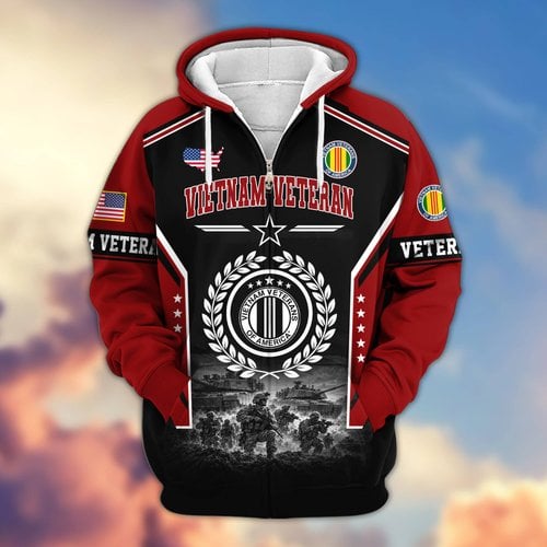 Premium US Veteran Zip Up Hoodie BTTN201021, Gifts For US Veterans, Gifts For Veterans Day.