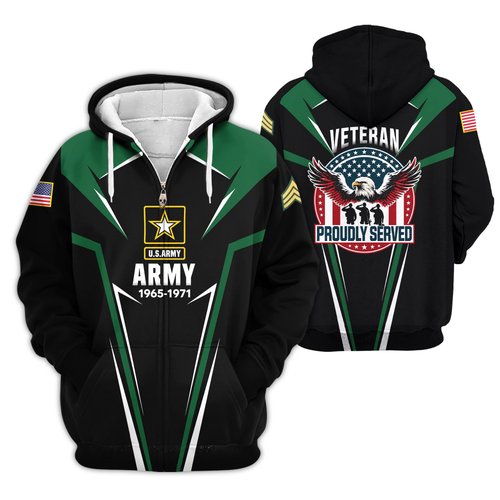 Premium Custom US Army Zip Up Hoodie VPVC609601, Gifts For Army Veteran, Gifts For Veterans Day.