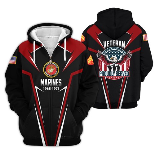 Premium Custom USMC Zip Up Hoodie VPVC609603, Gifts For Marine Veteran, Gifts For Veterans Day.