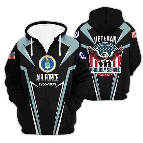 Premium Custom USAF Zip Up Hoodie VPVC609604, Gifts For Air Force Veteran, Gifts For Veterans Day.