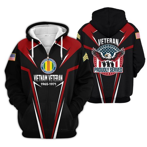 Premium Custom Vietnam Veteran Zip Up Hoodie VPVC609606, Gifts For Vietnam Veteran, Gifts For Veterans Day.