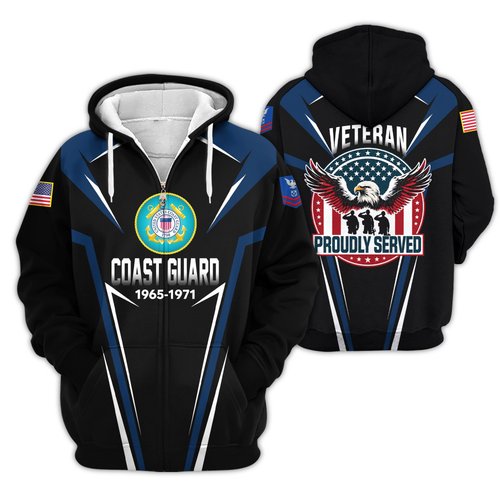 Premium Custom USCG Zip Up Hoodie VPVC609605, Gifts For Coast Guard Veteran, Gifts For Veterans Day.