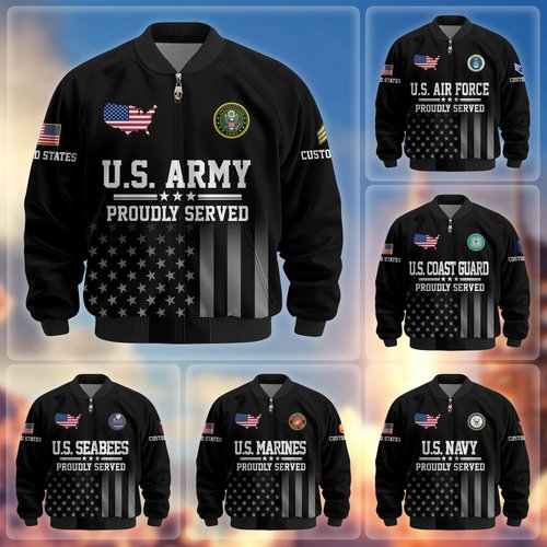 Premium Custom US Veteran Bomber Jacket DPVC281001, Waterproof Windbreaker Coat, US Veteran Gift, Veterans Day Gift.