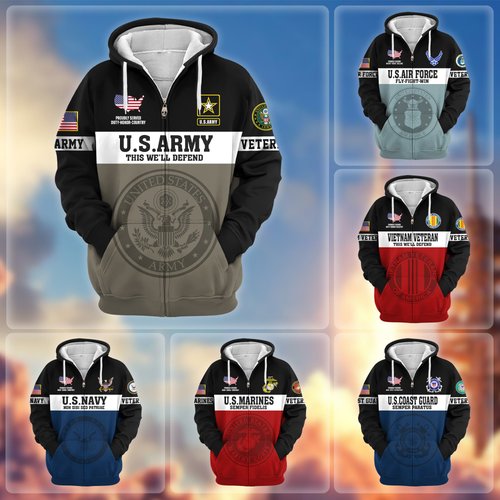 Premium US Veteran Zip Up Hoodie DPVC291001, Gifts For US Veterans, Gifts For Veterans Day.