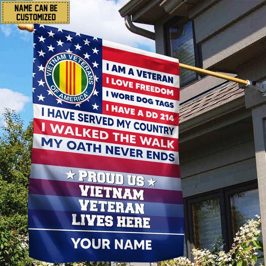 Vietnam Veteran Personalized American Flag, Gift For US Military Veteran, Vietnam Veteran Grommet Flag, Garden Flag, House Flag VPVC102906