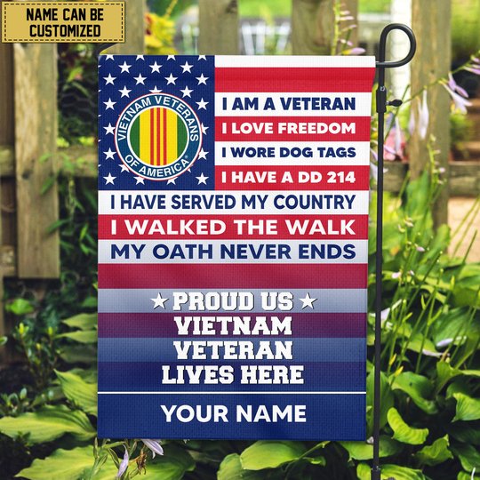 Vietnam Veteran Personalized American Flag, Gift For US Military Veteran, Vietnam Veteran Grommet Flag, Garden Flag, House Flag VPVC102906