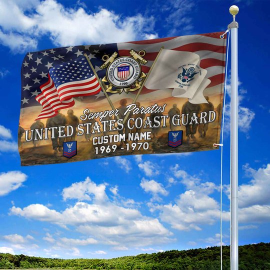 Unique Custom Name, Rank, Year, USCG Grommet Flag VPVC109105, Gifts For Coast Guard Veteran, Gifts For Dad, For Husband, Best Gifts On Father's Day, Independence Day, Veterans Day.
