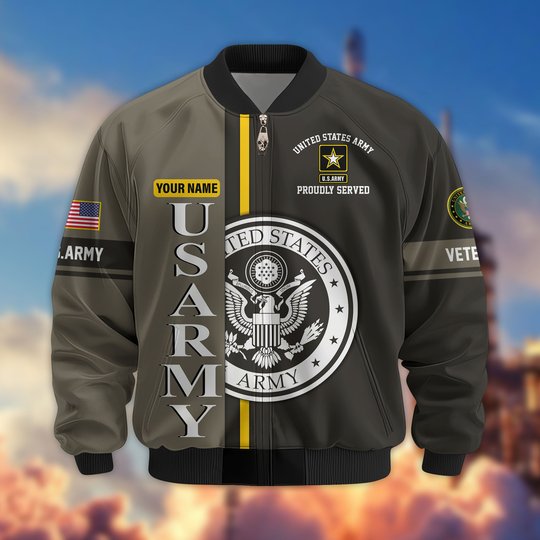 Premium Custom US Army Veteran Bomber Jacket VPVC802110, Gifts For US Army Veteran, Gifts On Father's Day, Veterans Day.