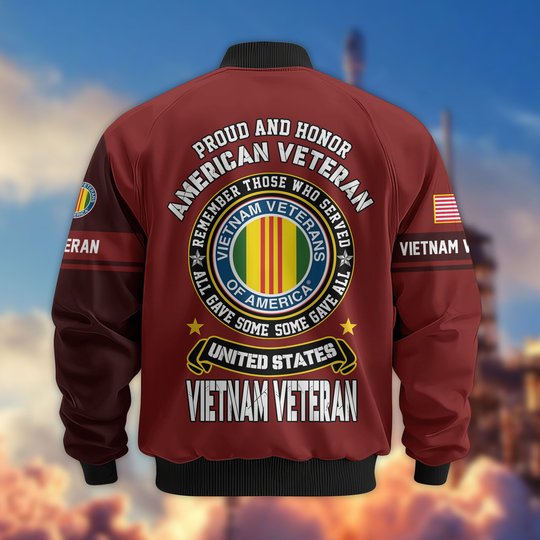 Premium Custom Vietnam Veteran Bomber Jacket VPVC802106, Gifts For Vietnam Veteran, Gifts On Father's Day, Veterans Day.