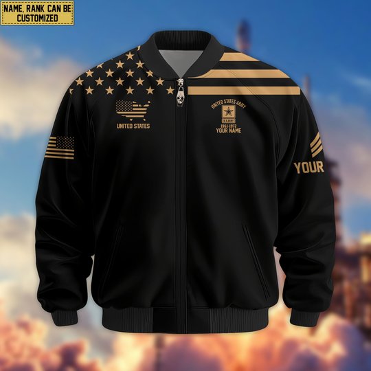 Premium Custom US Army Veteran Bomber Jacket VPVC802401, Gifts For US Army Veteran, Gifts On Father's Day, Veterans Day.