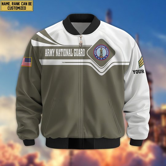 Premium Custom US Army National Guard Veteran Bomber Jacket VPVC802708, Gifts For Army National Guard Veteran, Gifts On Father's Day, Veterans Day.