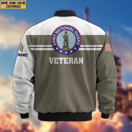 Premium Custom US Army National Guard Veteran Bomber Jacket VPVC802708, Gifts For Army National Guard Veteran, Gifts On Father's Day, Veterans Day.