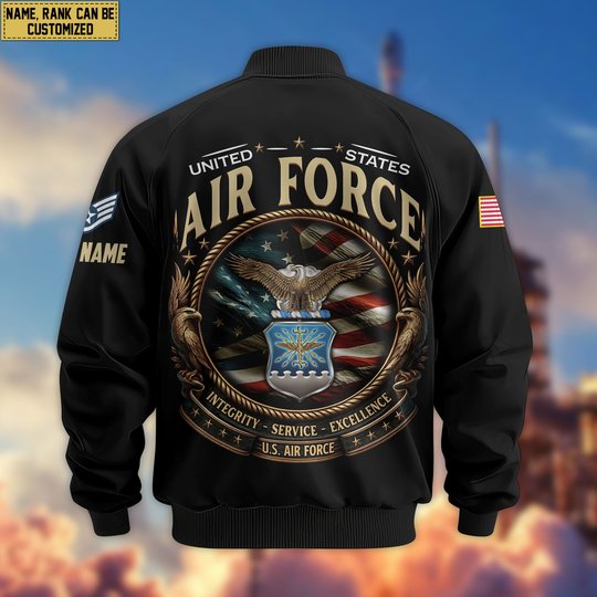 Premium Custom USAF Veteran Bomber Jacket VPVC803004, Gifts For US Air Force Veteran, Gifts On Father's Day, Veterans Day.