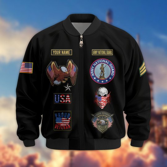 Premium Custom US Army National Guard Veteran Bomber Jacket VPVC803608, Gifts For Army National Guard Veteran, Gifts On Father's Day, Veterans Day.