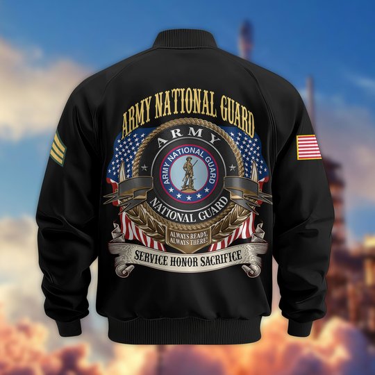 Premium Custom US Army National Guard Veteran Bomber Jacket VPVC803608, Gifts For Army National Guard Veteran, Gifts On Father's Day, Veterans Day.