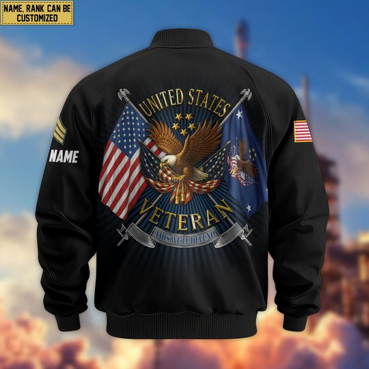 Premium Custom US Veteran Bomber Jacket VPVC803707, Gifts For US Veteran, Gifts On Father's Day, Veterans Day.
