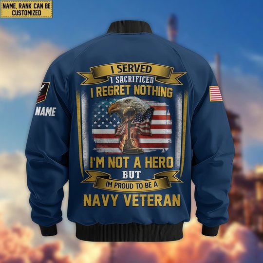 Premium Custom US Navy Veteran Bomber Jacket VPVC804002, Gifts For US Navy Veteran, Gifts On Father's Day, Veterans Day.